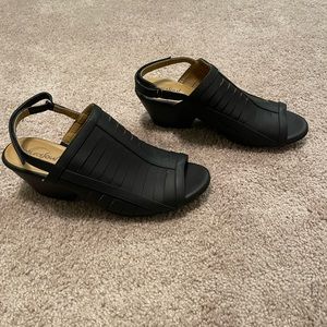 Natural Soul black heels, size 9.5, velcro strap